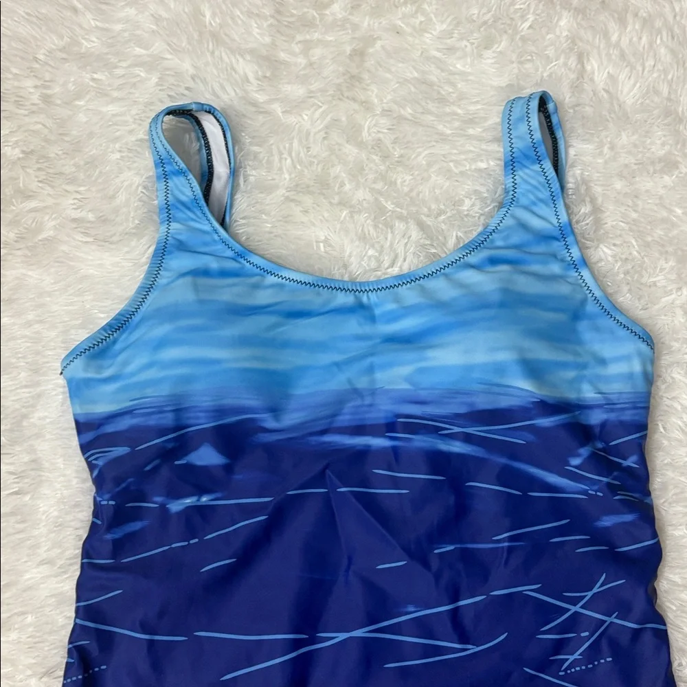 NWOT From Amazon Blue One Piece Criss Cross Back Swimsuit Size M